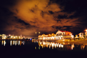 Outside at Night across lagoon